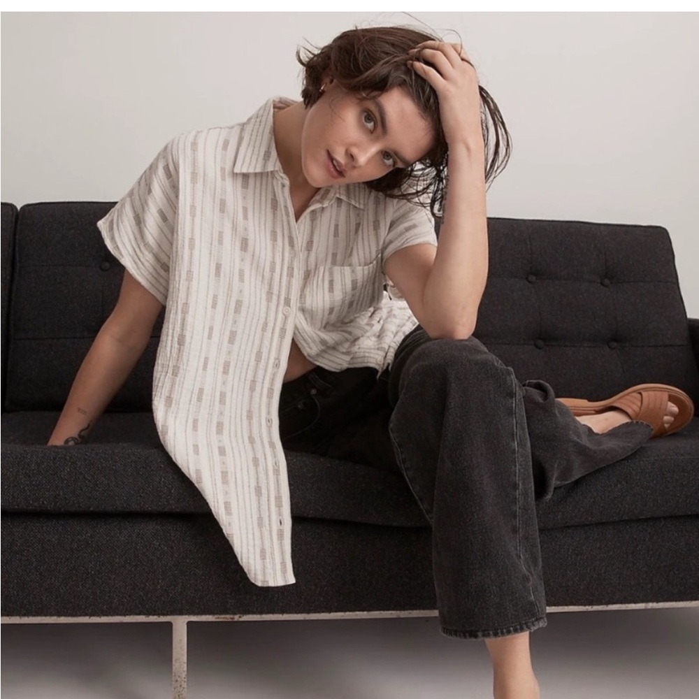 Dobby stripe Dolman Button-Up Shirt